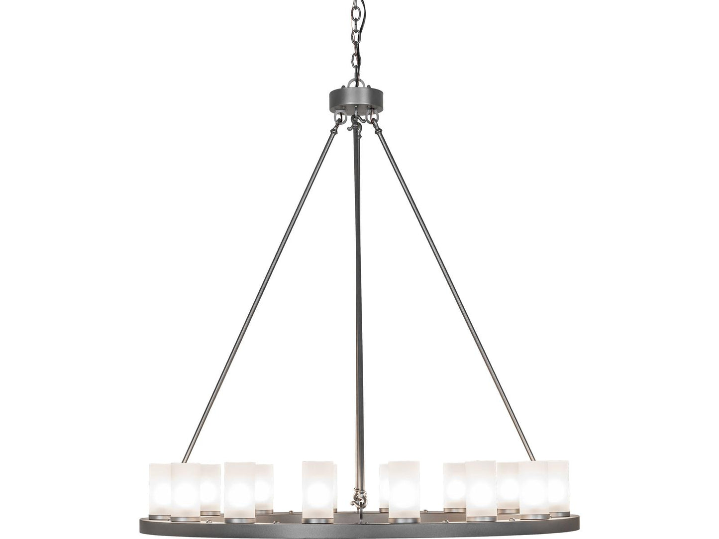 Meyda Loxley 16-Light Chandelier with Clear Frosted Glass and Blackened Pewter Finish