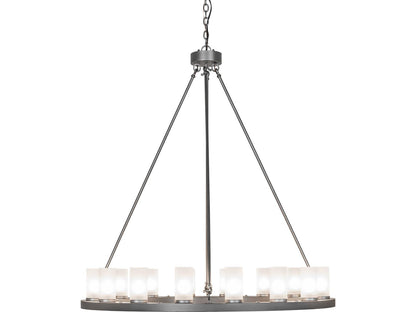 Meyda Loxley 16-Light Chandelier with Clear Frosted Glass and Blackened Pewter Finish