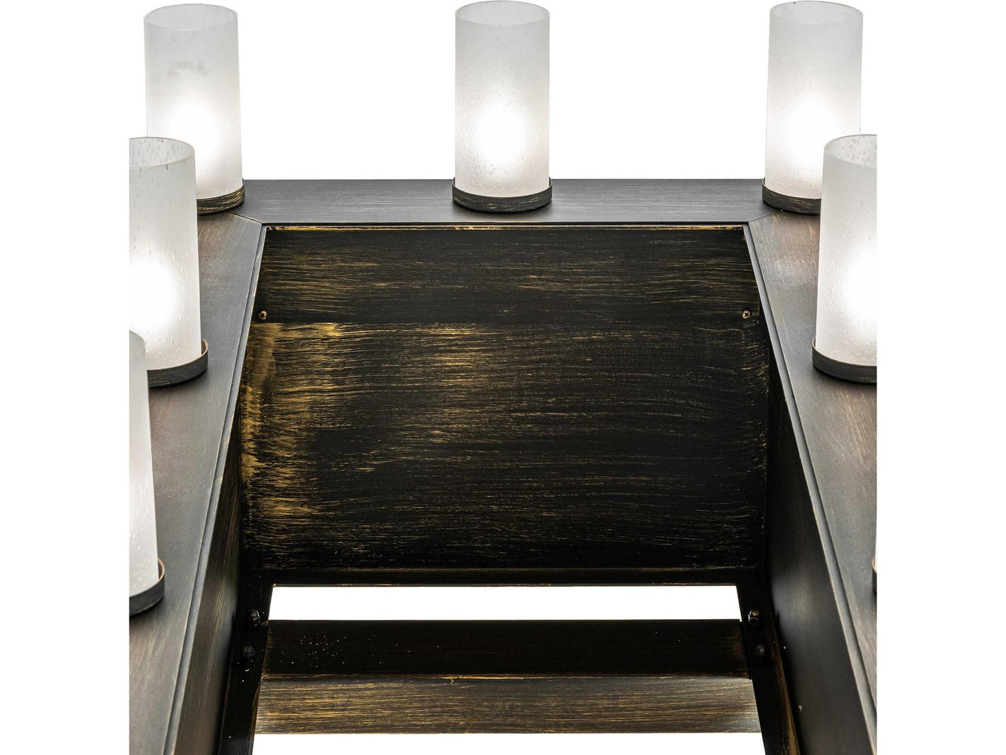Meyda Quadrato 16-Light Oblong Chandelier with Clear Seeded Glass in Frosted Out Bronze