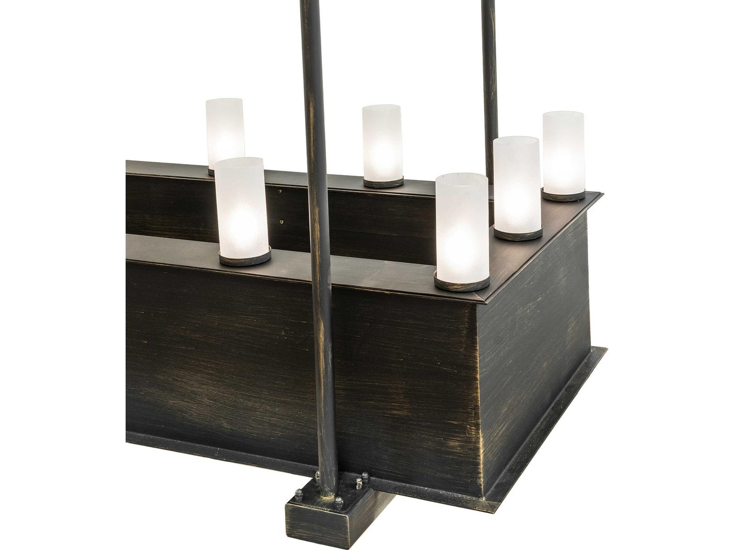 Meyda Quadrato 16-Light Oblong Chandelier with Clear Seeded Glass in Frosted Out Bronze