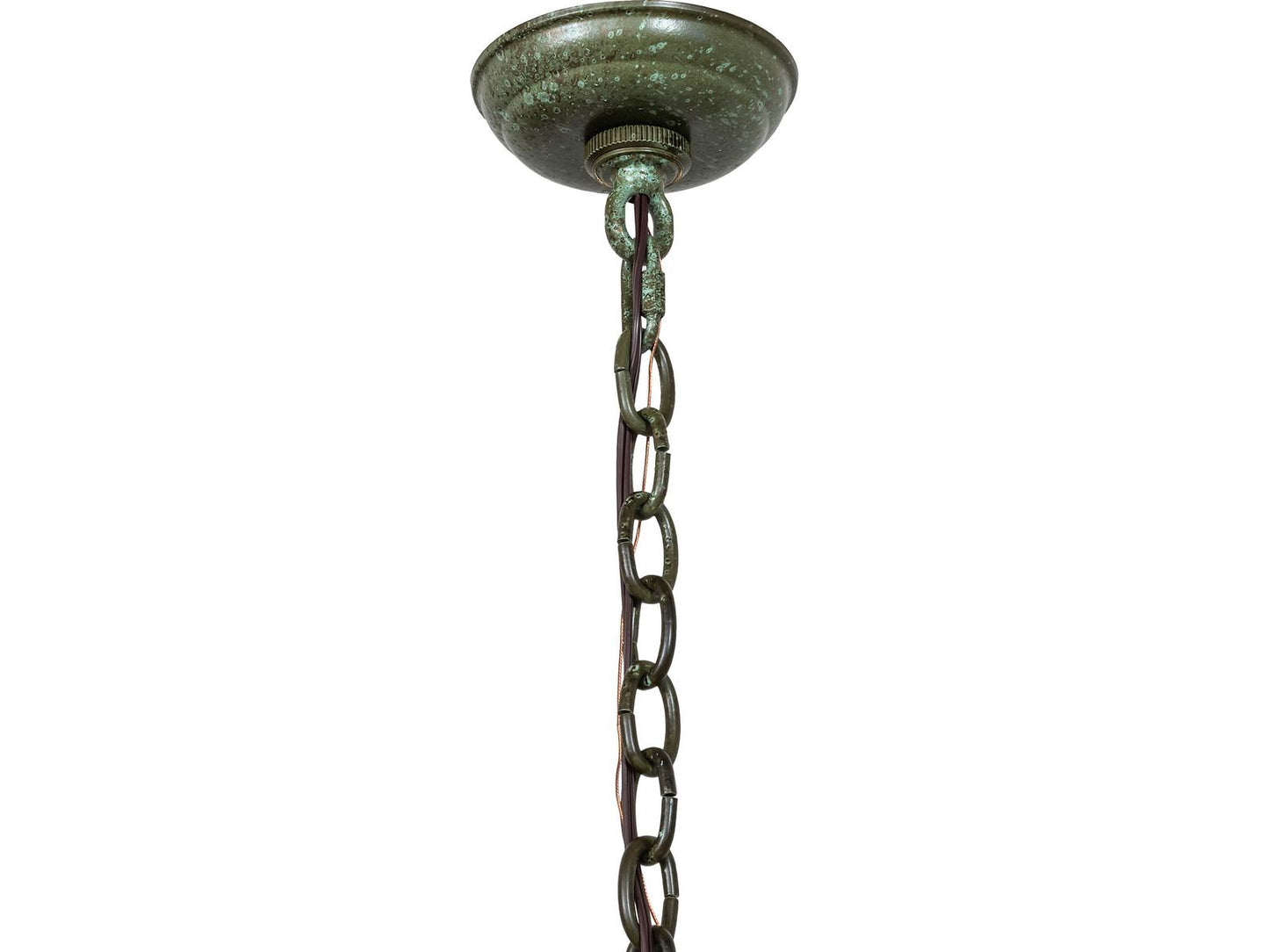 Meyda Pine Branch 12-Light Beige Iridescent Glass Chandelier with Tarnished Copper and Green Accents