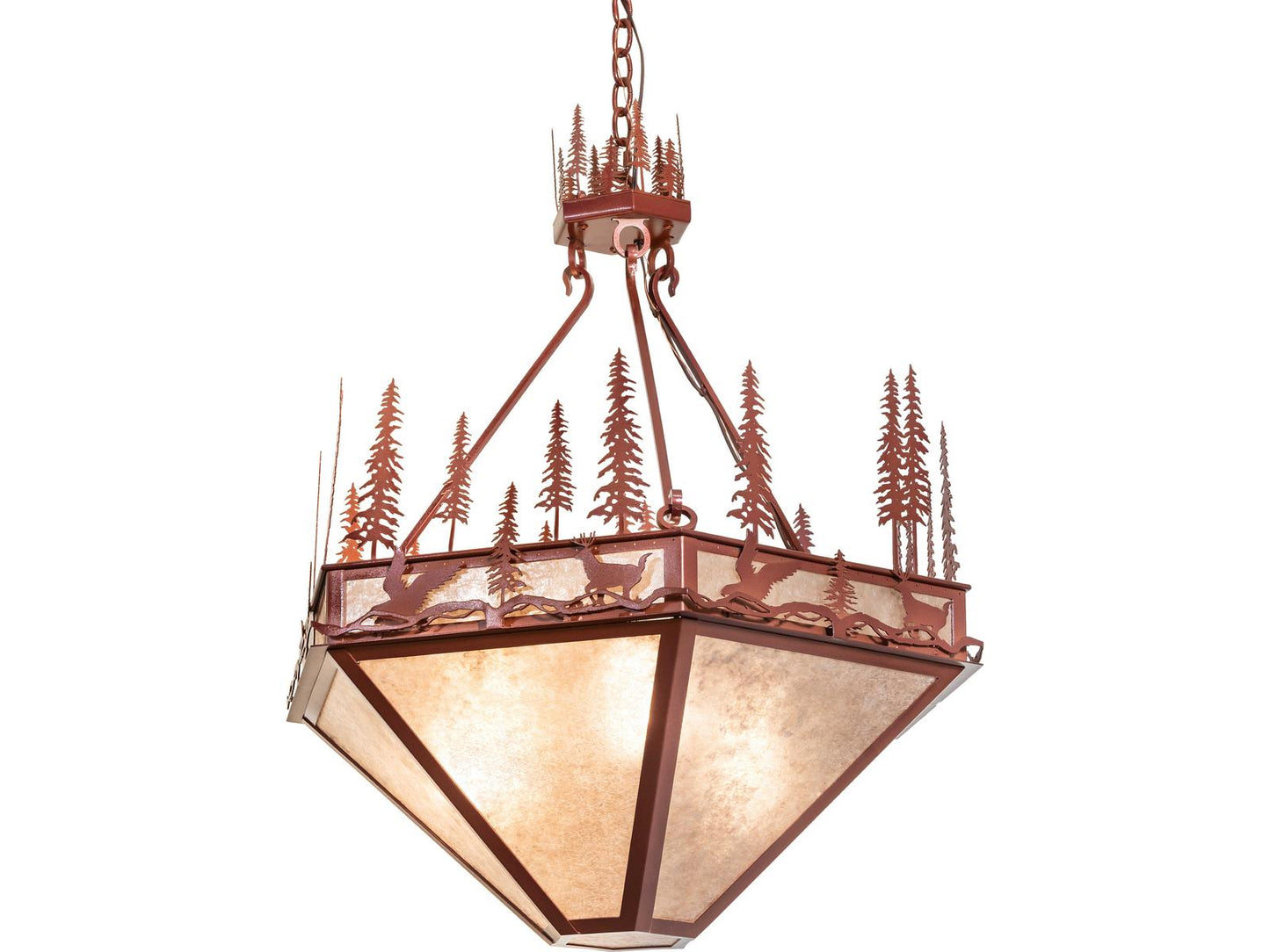 Meyda Wildlife At Pine Lake 3-Light Chandelier in Silver Mica and Copper Metallic