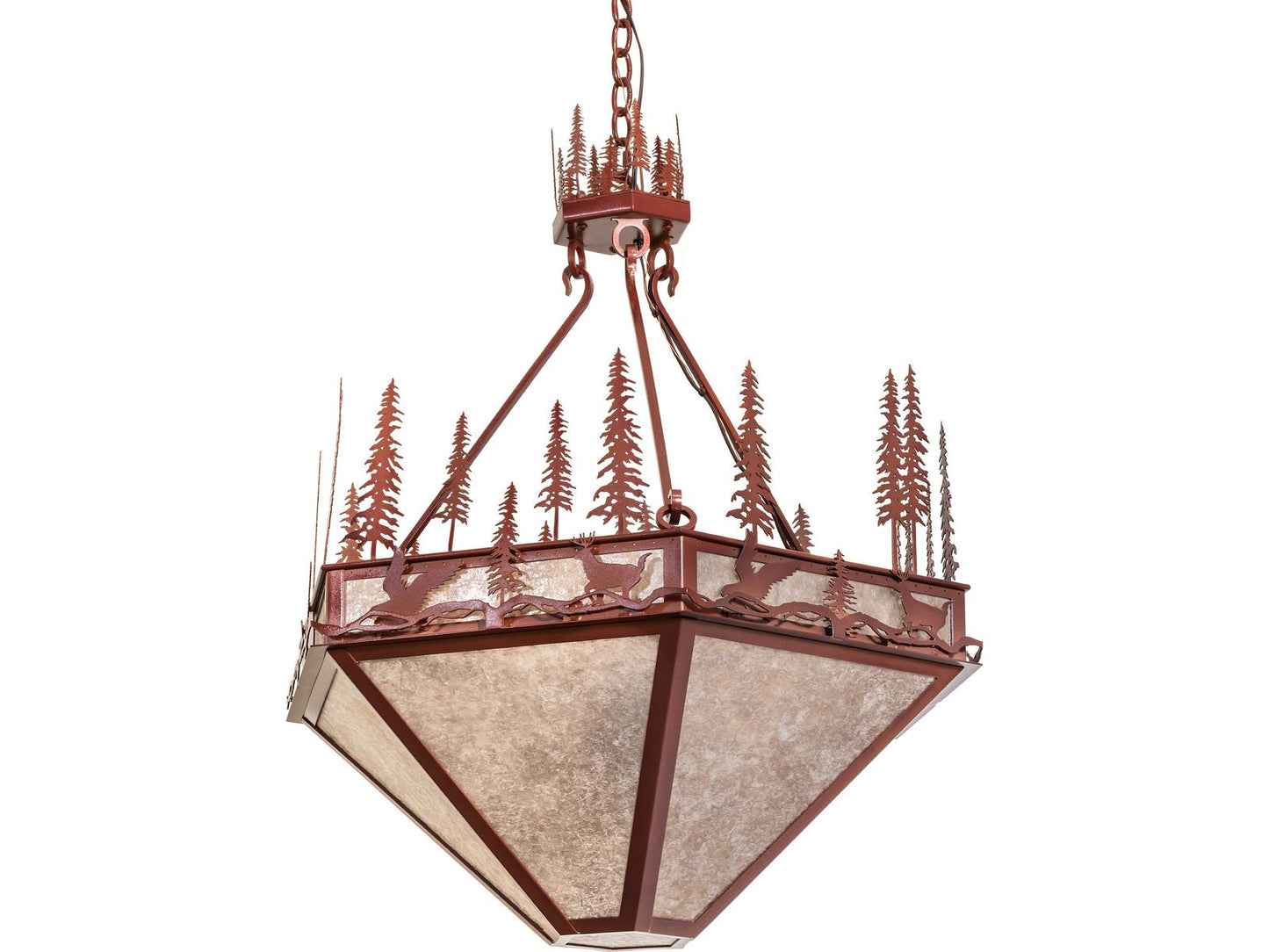 Meyda Wildlife At Pine Lake 3-Light Chandelier in Silver Mica and Copper Metallic