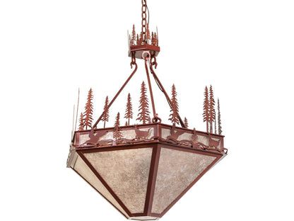 Meyda Wildlife At Pine Lake 3-Light Chandelier in Silver Mica and Copper Metallic