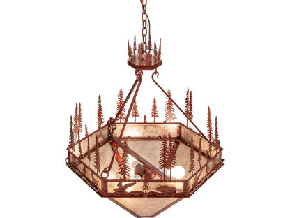 Meyda Wildlife At Pine Lake 3-Light Chandelier in Silver Mica and Copper Metallic