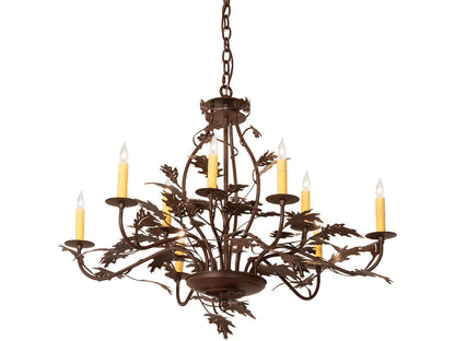 Meyda Oak Leaf 9-Light Traditional Chandelier in Cafe Noir Brown