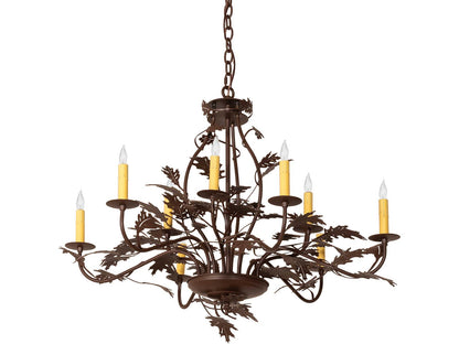 Meyda Oak Leaf 9-Light Traditional Chandelier in Cafe Noir Brown