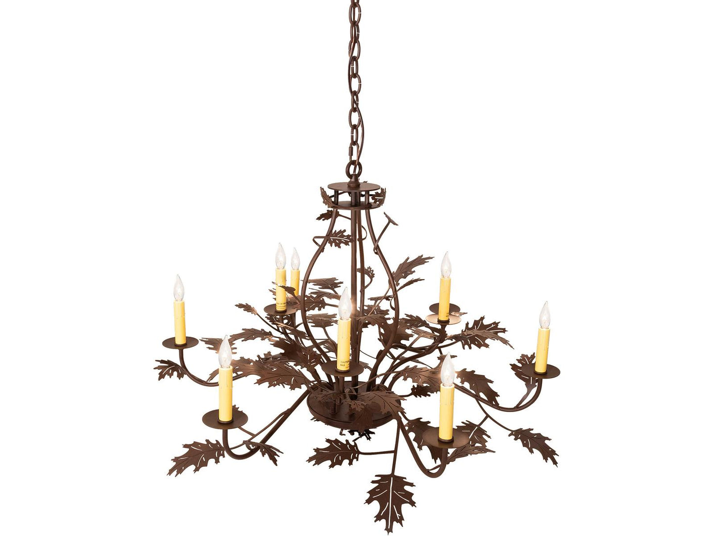 Meyda Oak Leaf 9-Light Traditional Chandelier in Cafe Noir Brown