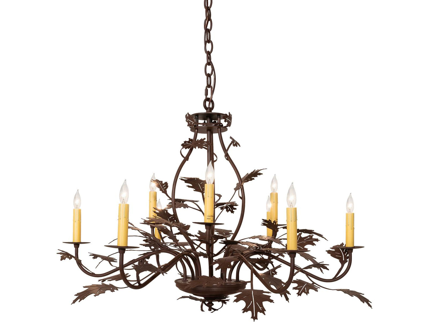 Meyda Oak Leaf 9-Light Traditional Chandelier in Cafe Noir Brown
