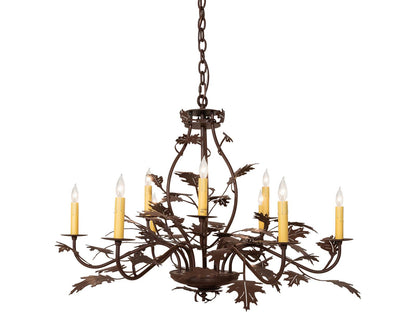 Meyda Oak Leaf 9-Light Traditional Chandelier in Cafe Noir Brown