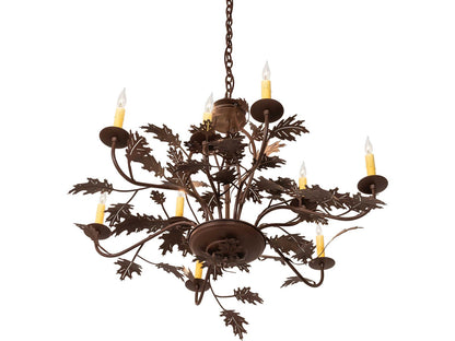 Meyda Oak Leaf 9-Light Traditional Chandelier in Cafe Noir Brown
