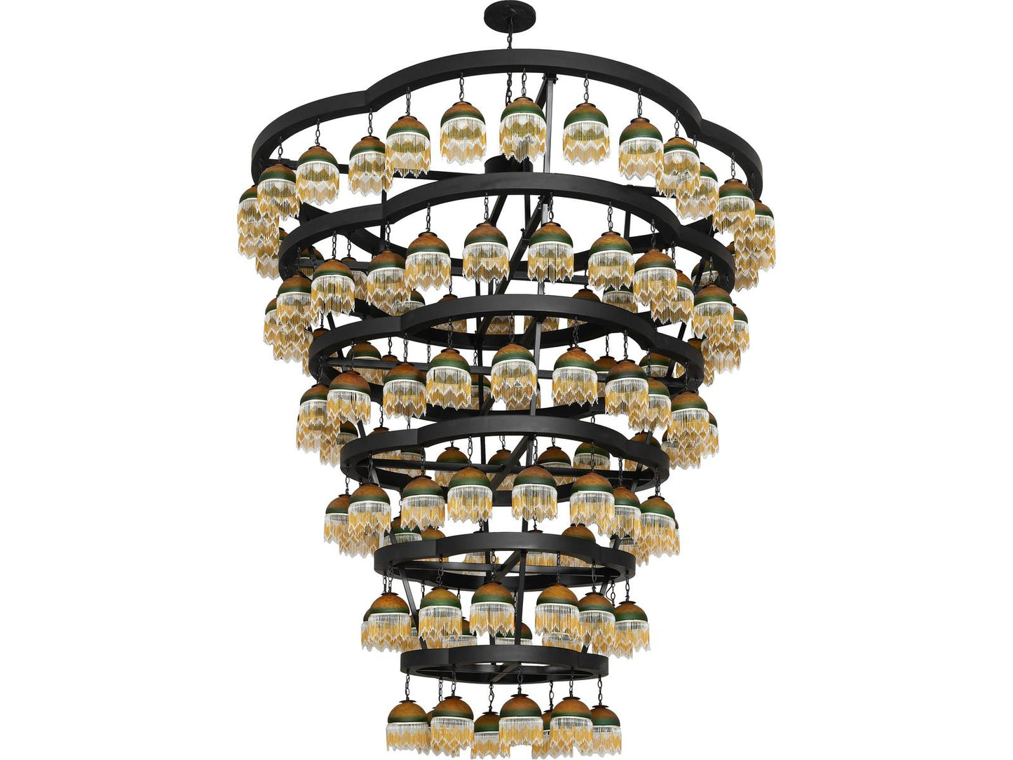 Meyda Cretella 108-Light Black Geometric Tiered Chandelier