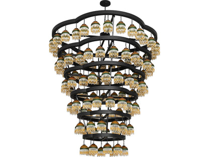 Meyda Cretella 108-Light Black Geometric Tiered Chandelier