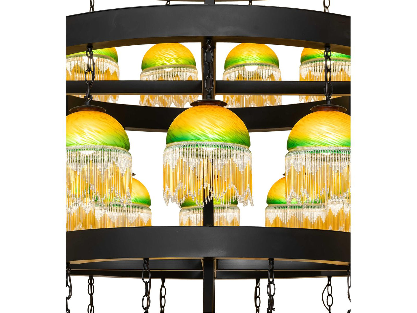 Meyda Cretella 108-Light Black Geometric Tiered Chandelier