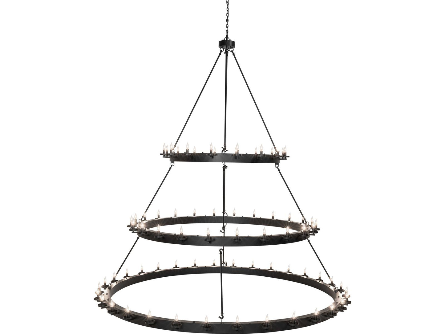 Meyda Loxley 72-Light Solar Black Traditional Tiered Chandelier