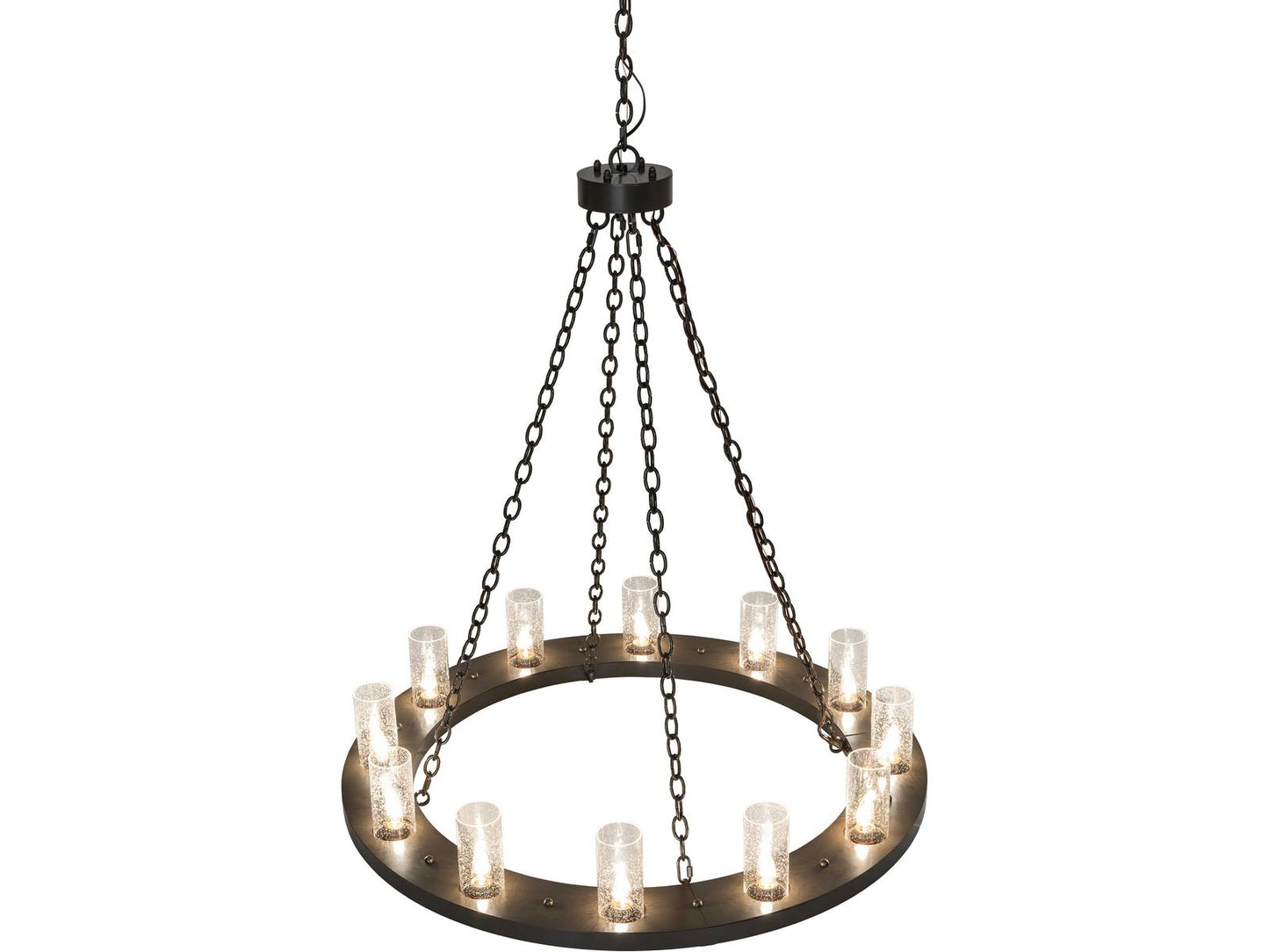Meyda Loxley 12-Light Clear Seeded Glass Chandelier in Timeless Bronze