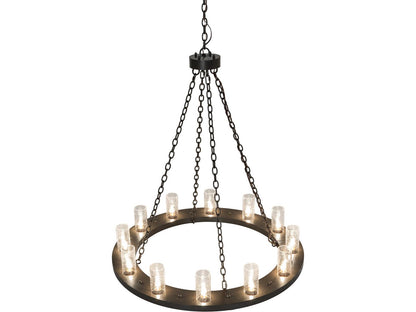 Meyda Loxley 12-Light Clear Seeded Glass Chandelier in Timeless Bronze
