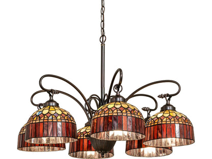 Meyda Tiffany Candice 6-Light Red Chandelier in Mahogany Bronze