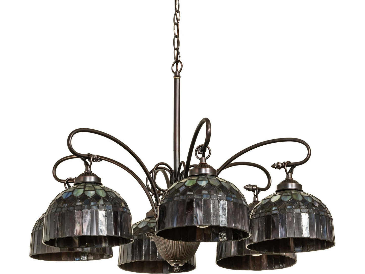 Meyda Tiffany Candice 6-Light Red Chandelier in Mahogany Bronze