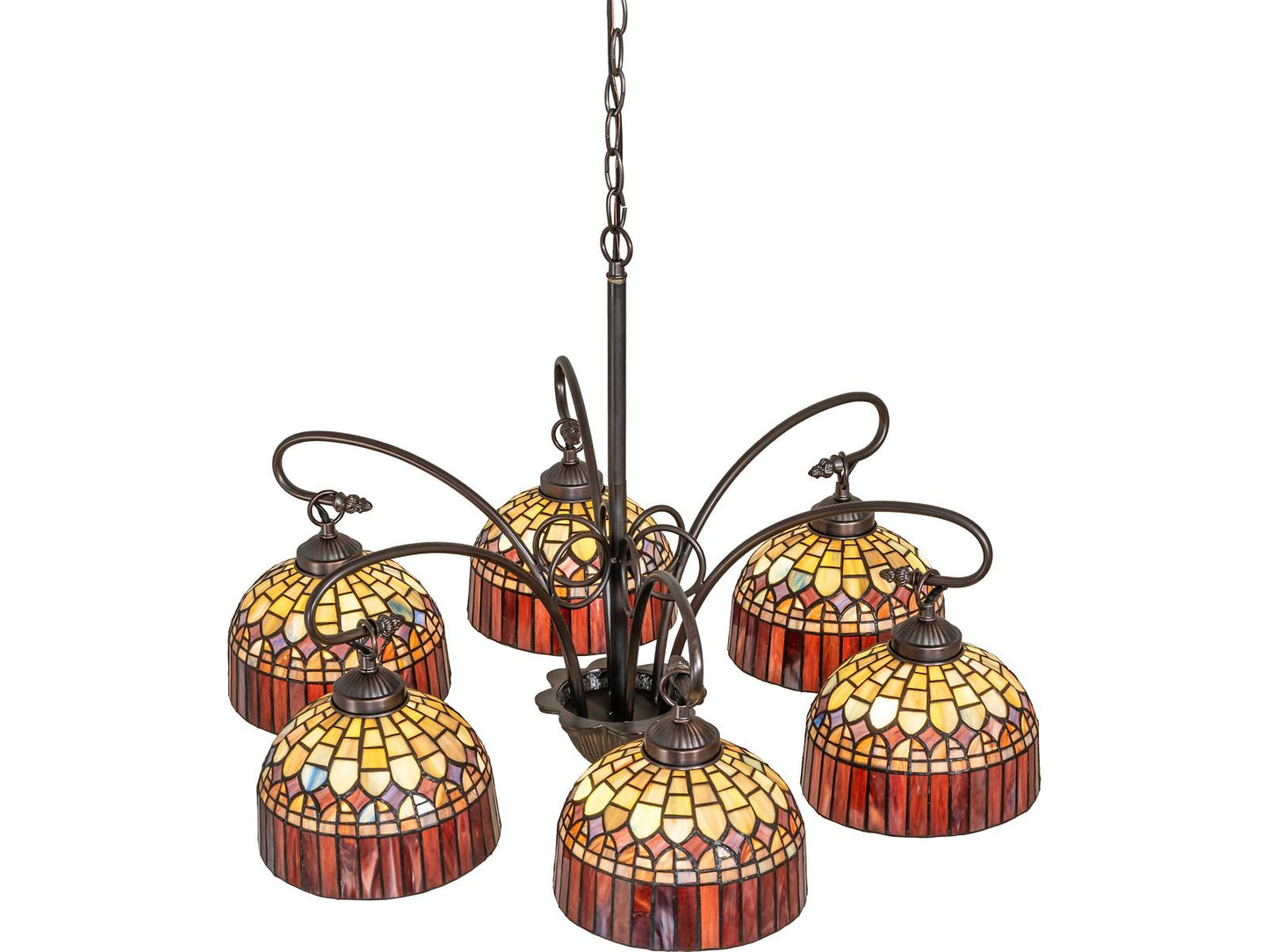 Meyda Tiffany Candice 6-Light Red Chandelier in Mahogany Bronze