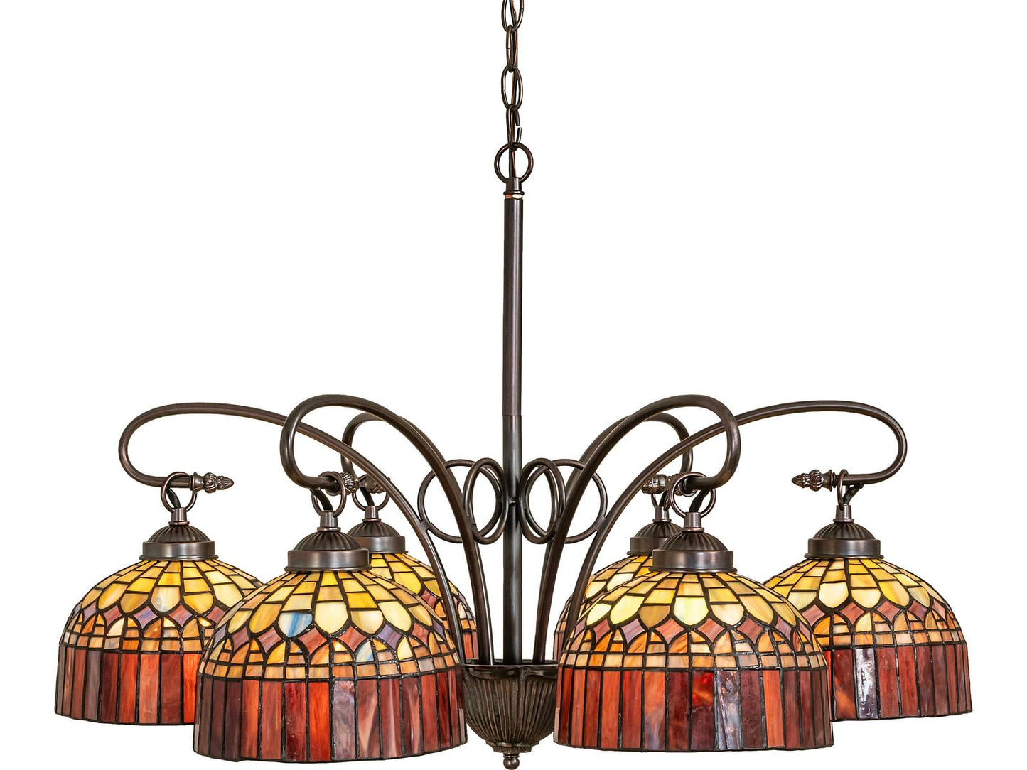 Meyda Tiffany Candice 6-Light Red Chandelier in Mahogany Bronze
