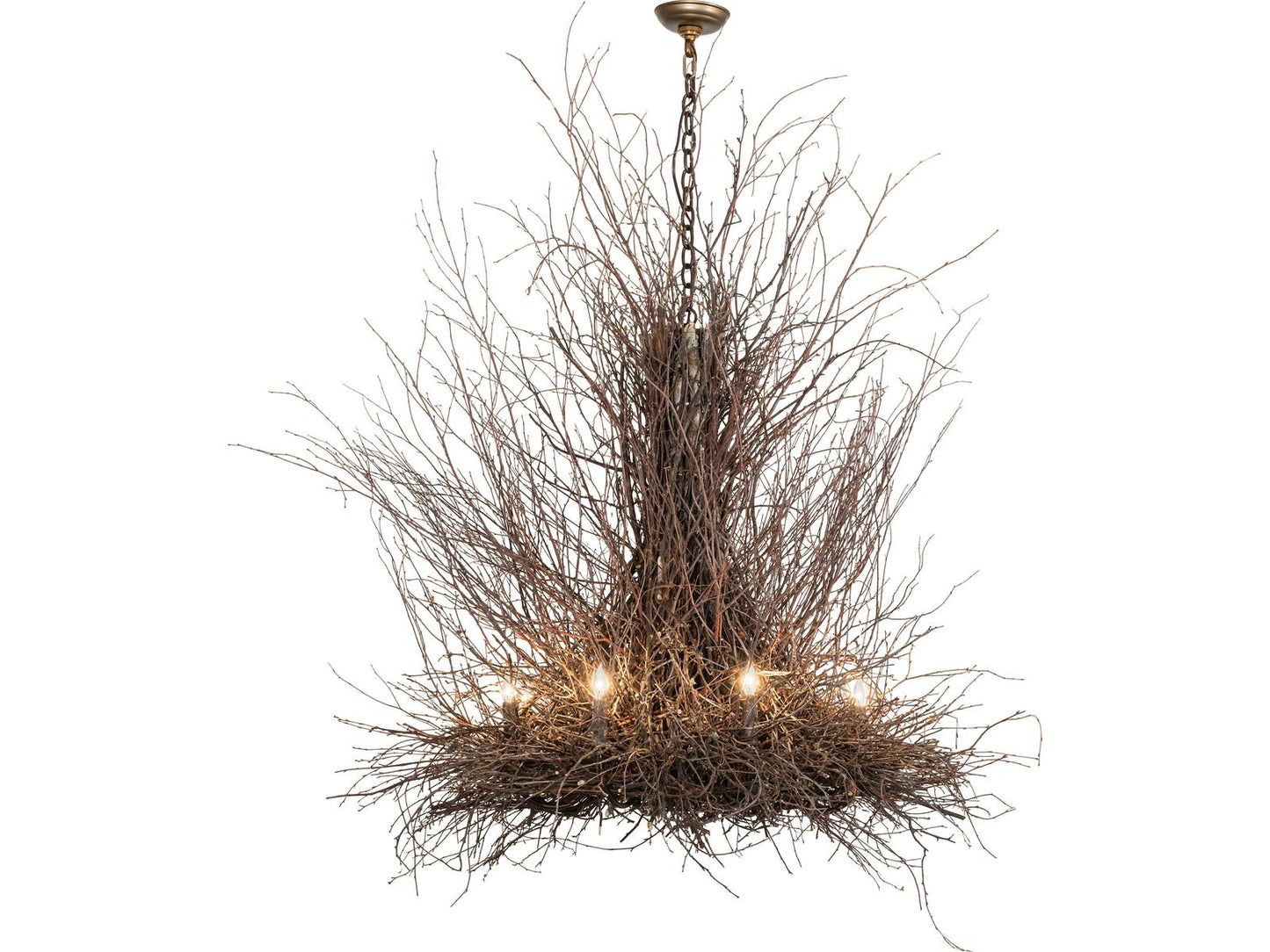 Meyda Twigs 8-Light Chandelier in Antique Copper and Natural Wood
