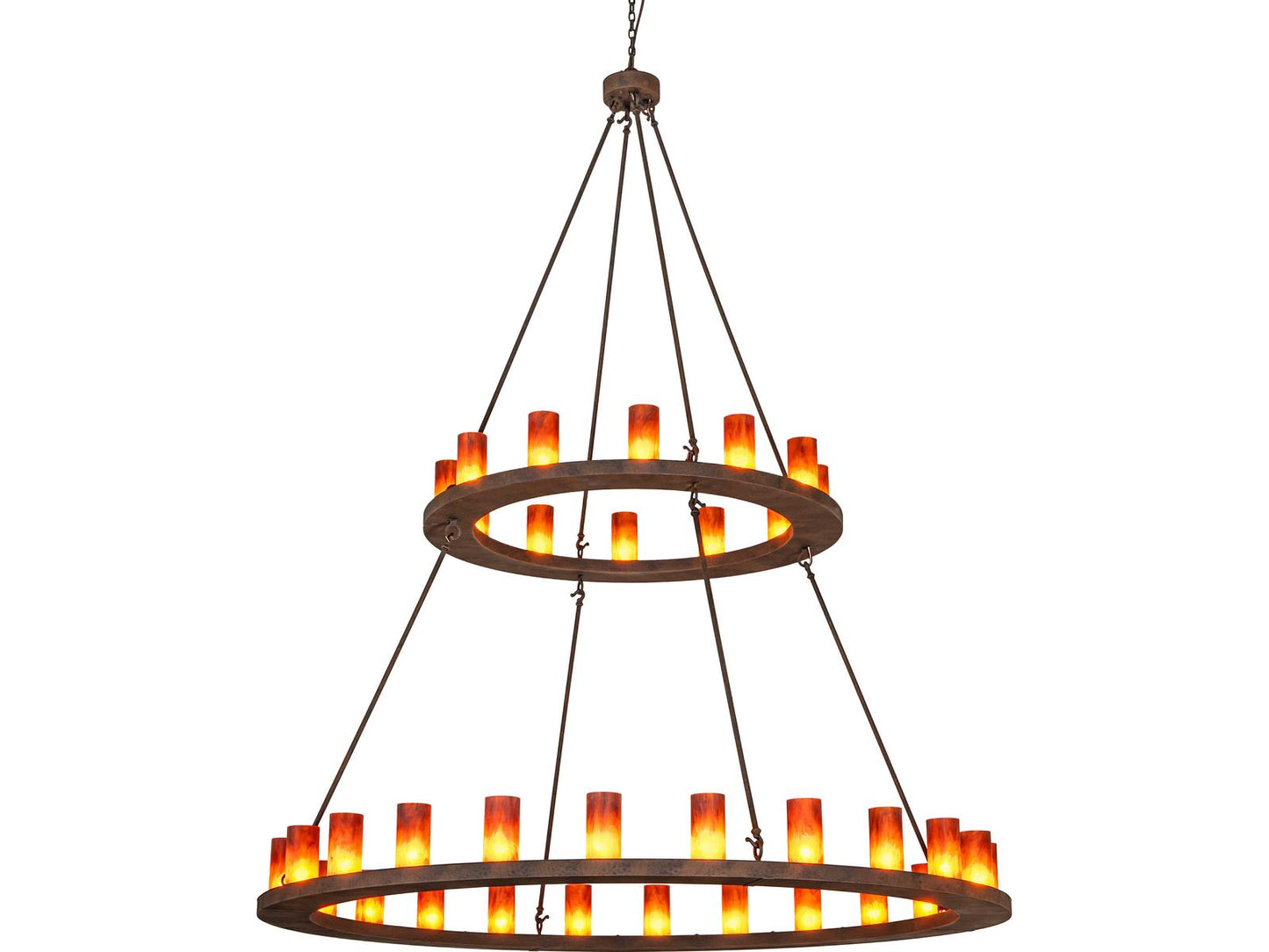Meyda Loxley 36-Light Distressed Chestnut Bronze Candelabra Tiered Chandelier