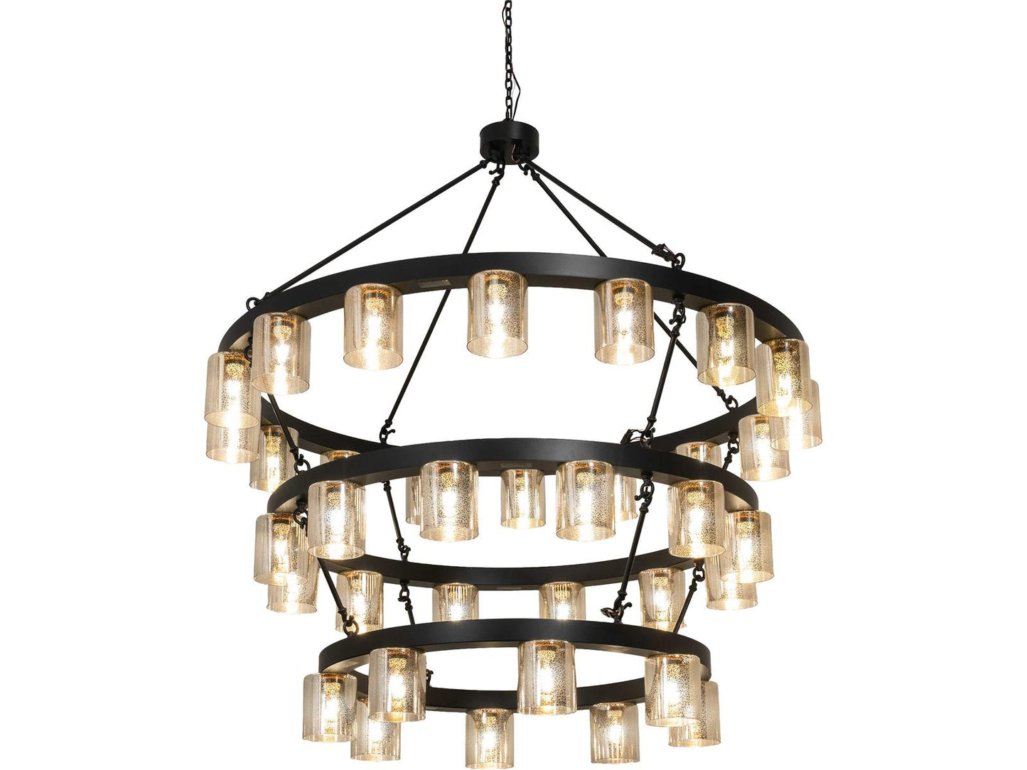 Meyda Loxley 36-Light Black Satin Wrought Iron Candelabra Tiered Chandelier