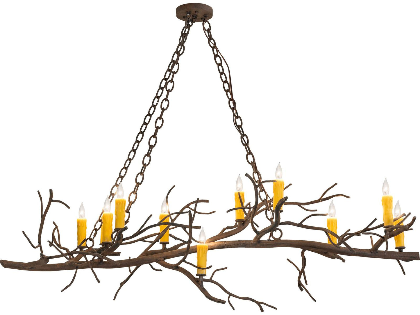 Meyda Winter Solstice 12-Light Distressed Chestnut Brown Linear Chandelier