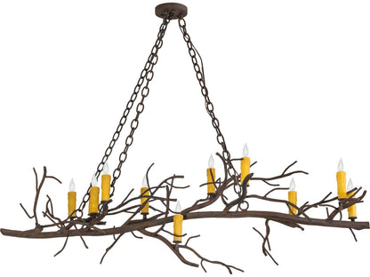 Meyda Winter Solstice 12-Light Distressed Chestnut Brown Linear Chandelier