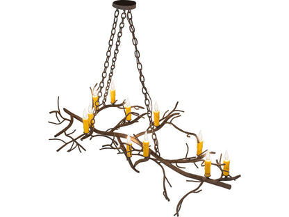 Meyda Winter Solstice 12-Light Distressed Chestnut Brown Linear Chandelier