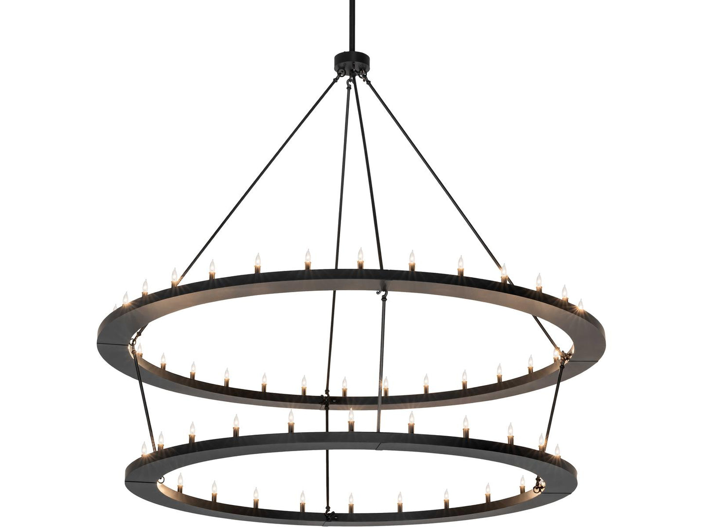 Meyda Loxley 56-Light Solar Black Candelabra Round Tiered Chandelier