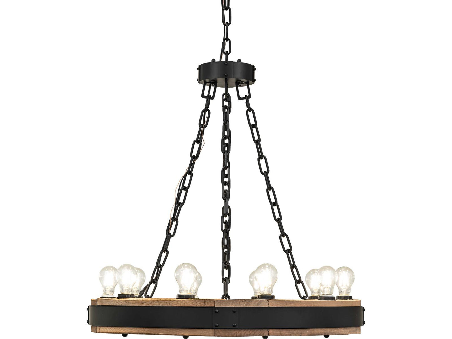 Meyda Dowling 10-Light Traditional Chandelier in Solar Black Steel and Wood