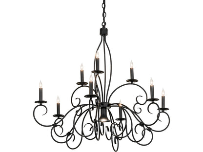Meyda Grace 9-Light Satin Black Wrought Iron Traditional Candelabra Chandelier