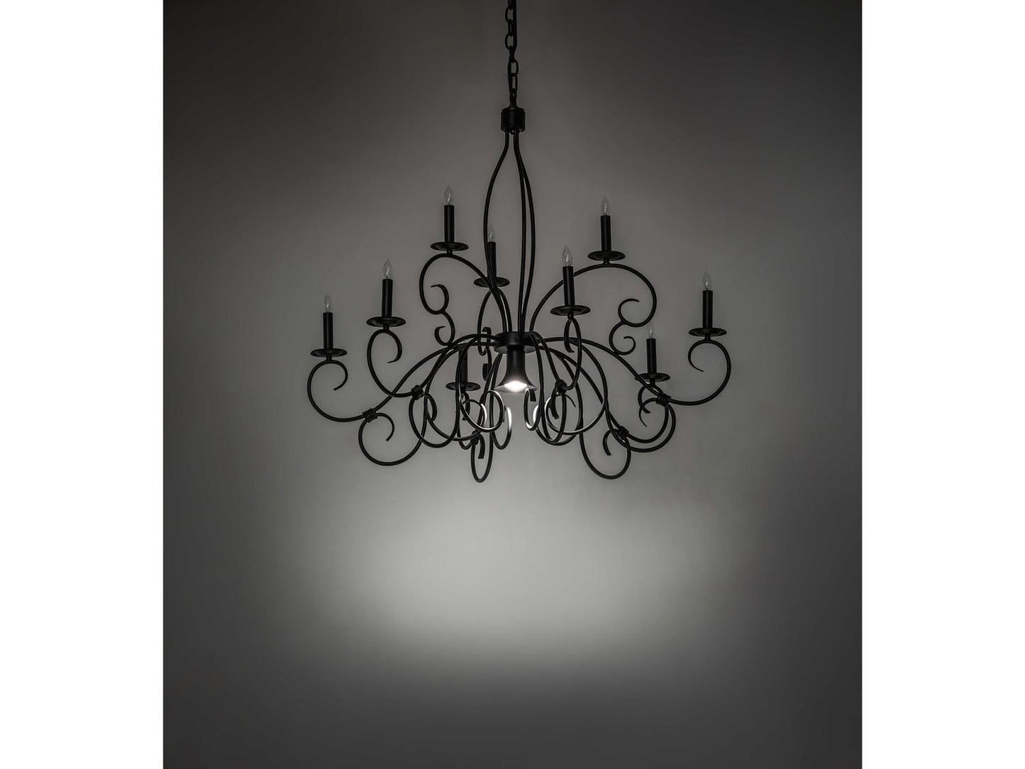 Meyda Grace 9-Light Satin Black Wrought Iron Traditional Candelabra Chandelier
