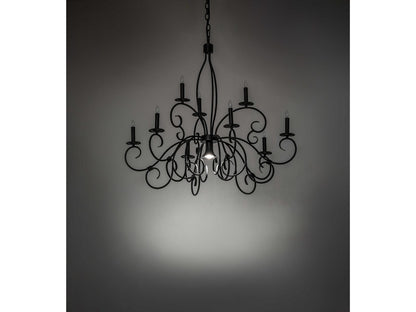 Meyda Grace 9-Light Satin Black Wrought Iron Traditional Candelabra Chandelier