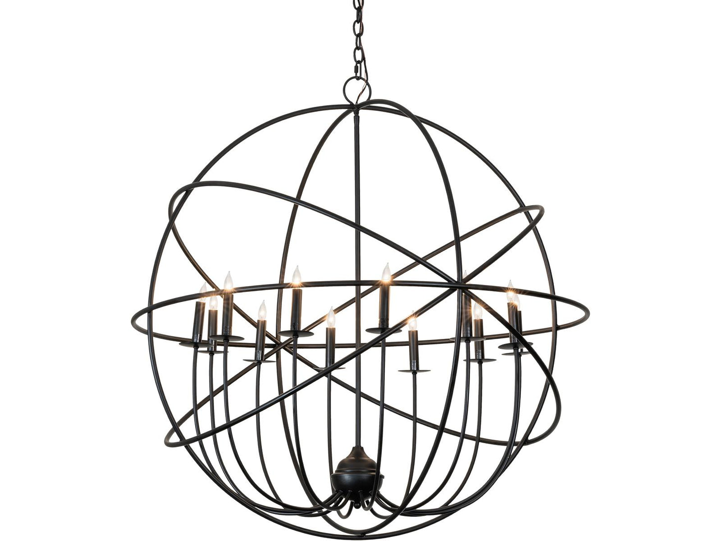 Meyda Atom Enerjisi 12-Light Solar Black Candelabra Globe Chandelier