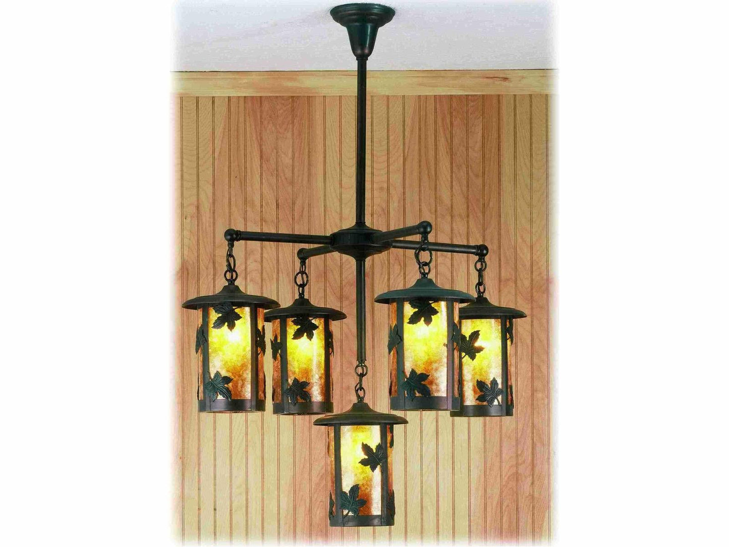 Meyda Fulton 5-Light Craftsman Brown Traditional Lantern Chandelier