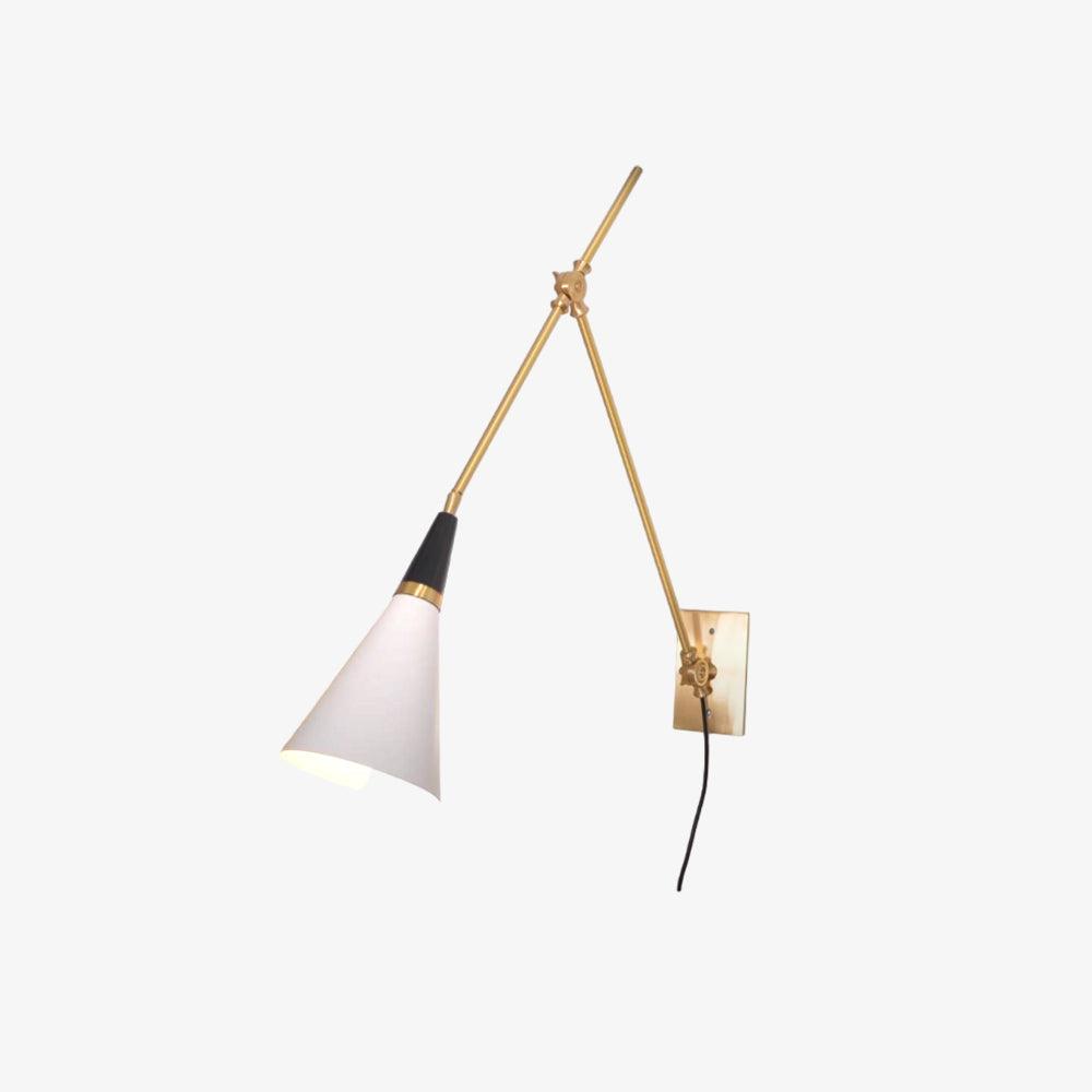 Magari Plug In Wall Lamp ∅ 5.5″ x H 11″ / Dia 14cm x H 28cm / Black & White & Brass / US Plug Wall lamp