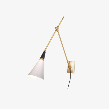Magari Plug In Wall Lamp ∅ 5.5″ x H 11″ / Dia 14cm x H 28cm / Black & White & Brass / US Plug Wall lamp