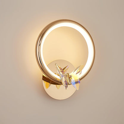 Magic Butterfly Wall Light ∅ 7.9″ x H 10.1″ / Dia 20cm x H 25.5cm / Gold & Transparent / Warm Light Wall lamp