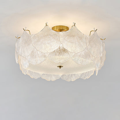Maple Leaf Cluster Ceiling Light ∅ 23.6″ x H 11″ / Dia 60cm x H 28cm / Gold & White Ceiling lamp