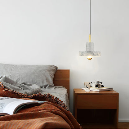 Marble Aura Pendant Lamp ∅ 7.1″ x H 6.3″ / Gold & White / Warm Light Pendant light