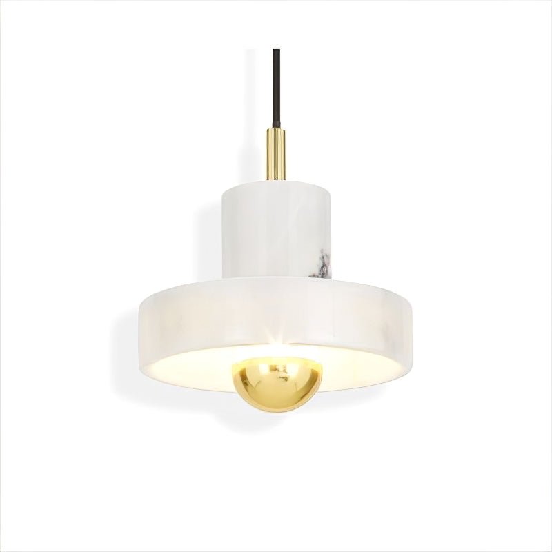Marble Aura Pendant Lamp ∅ 7.1″ x H 6.3″ / Gold & White / Warm Light Pendant light