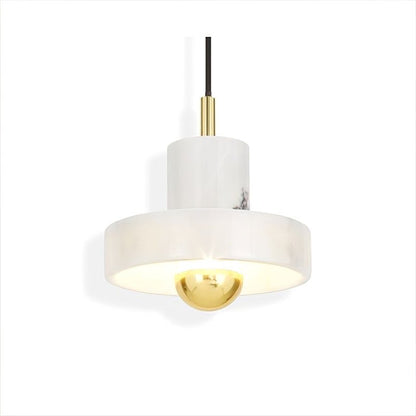 Marble Aura Pendant Lamp ∅ 7.1″ x H 6.3″ / Gold & White / Warm Light Pendant light