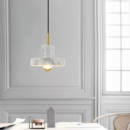 Marble Aura Pendant Lamp ∅ 7.1″ x H 6.3″ / Gold & White / Warm Light Pendant light