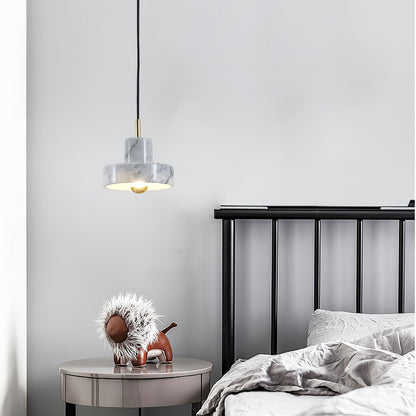 Marble Aura Pendant Lamp ∅ 7.1″ x H 6.3″ / Gold & White / Warm Light Pendant light
