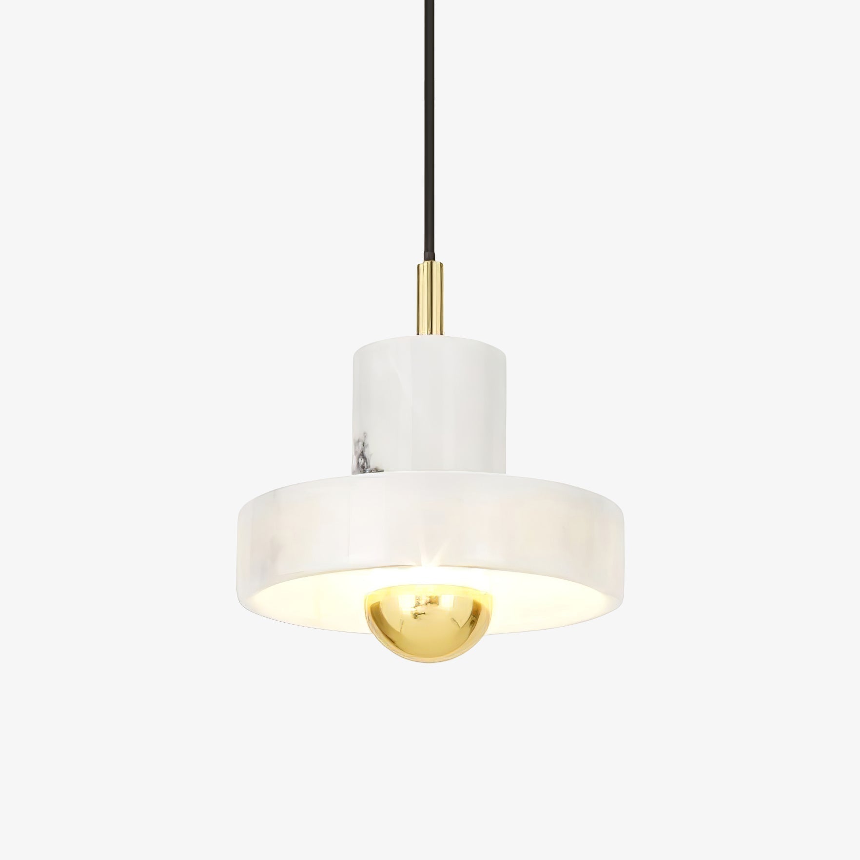 Marble Aura Pendant Lamp ∅ 7.1″ x H 6.3″ / Gold & White / Warm Light Pendant light