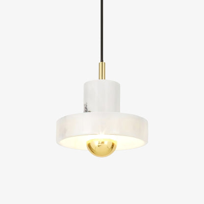 Marble Aura Pendant Lamp ∅ 7.1″ x H 6.3″ / Gold & White / Warm Light Pendant light