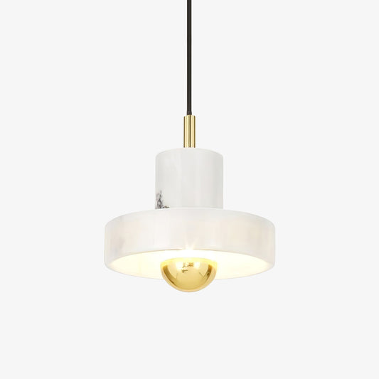 Marble Aura Pendant Lamp ∅ 7.1″ x H 6.3″ / Gold & White / Warm Light Pendant light